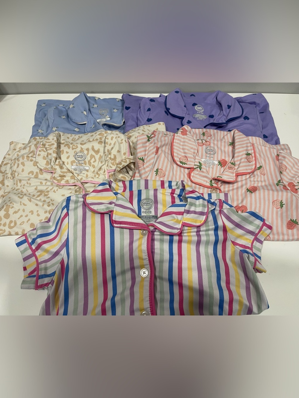 Wonder Nation 5 pairs of girls pajamas loungewear size 6-6x